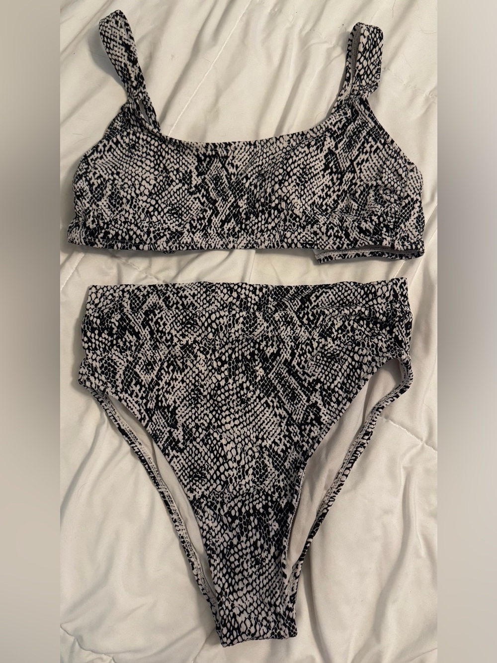 Black & White Snake Print Bikini Set